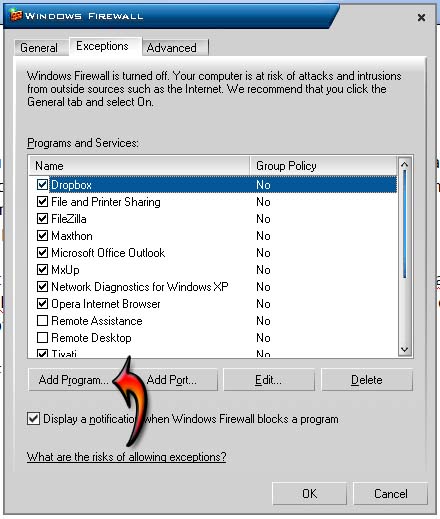 Add an exception for utorrent in windows firewall что это